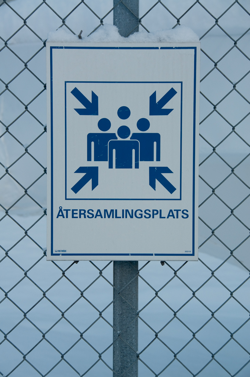 Skylt återsamlingsplats
