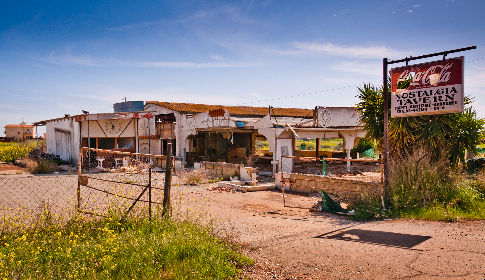 Nostalgia Tavern, a closed down restaurant on cyprus, wild western style, cart wheels and all